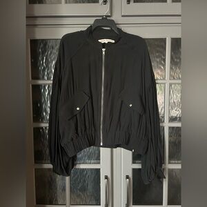 Free People "On Pointe" Black Bomber Jacket